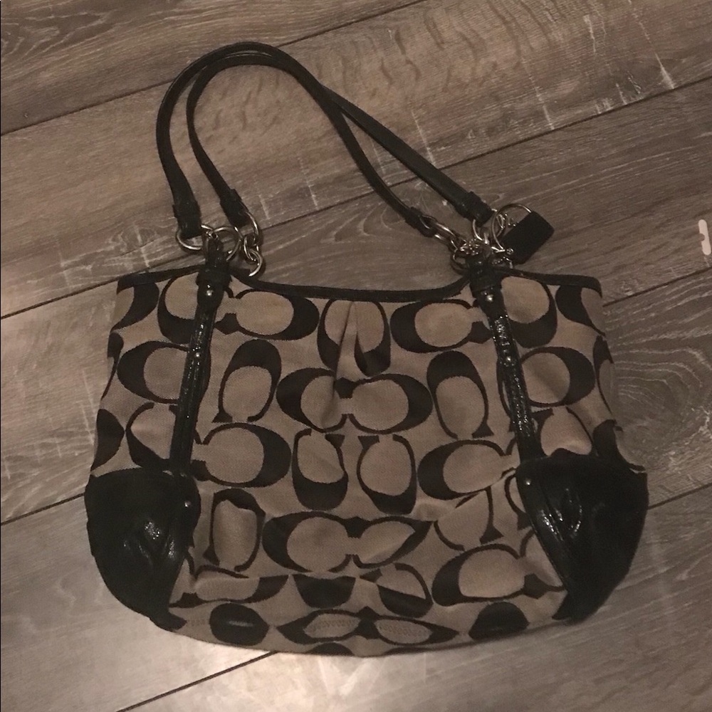 Coach black signature logo Handbag